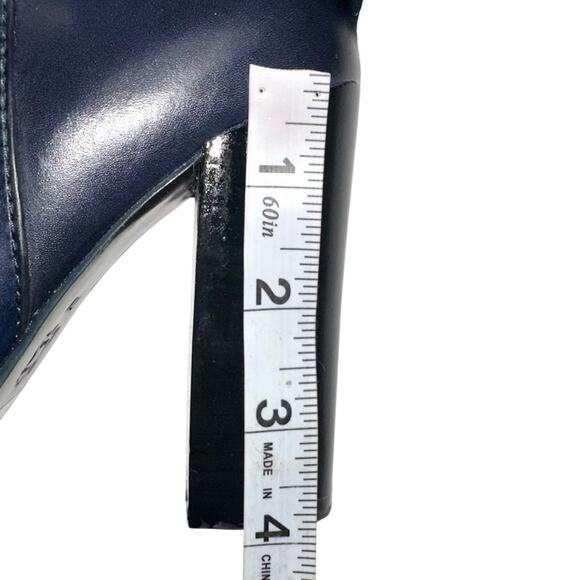 Tory Burch Bamford 100mm Navy Lamb Fur Block Heel Booties 7M - Picture 8 of 10